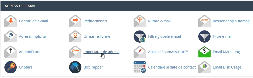 Importator de adrese cPanel