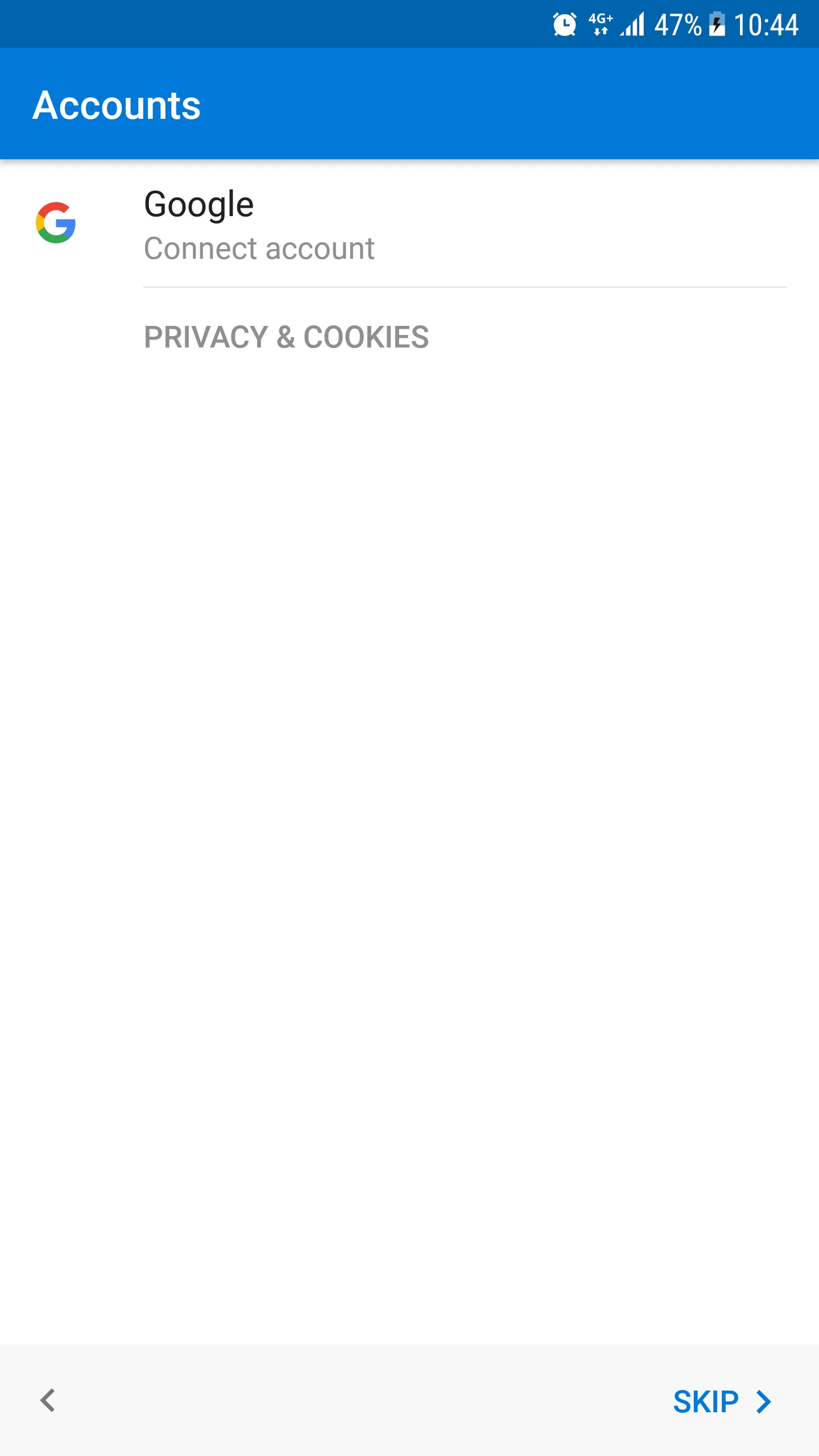 Wybierz Skip w kontach