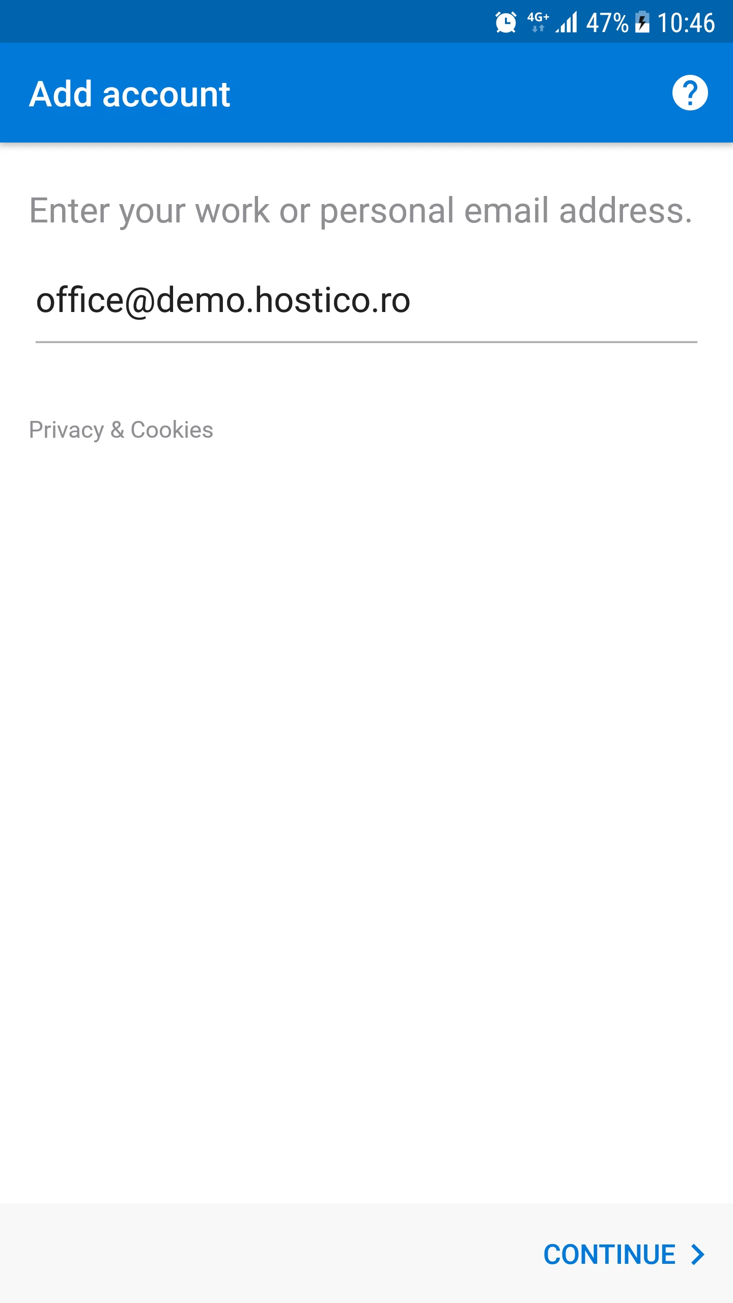 Introducere adresa de e-mail 