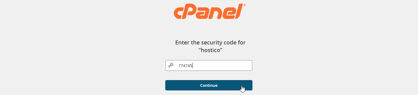 Autentificare cpanel security cod