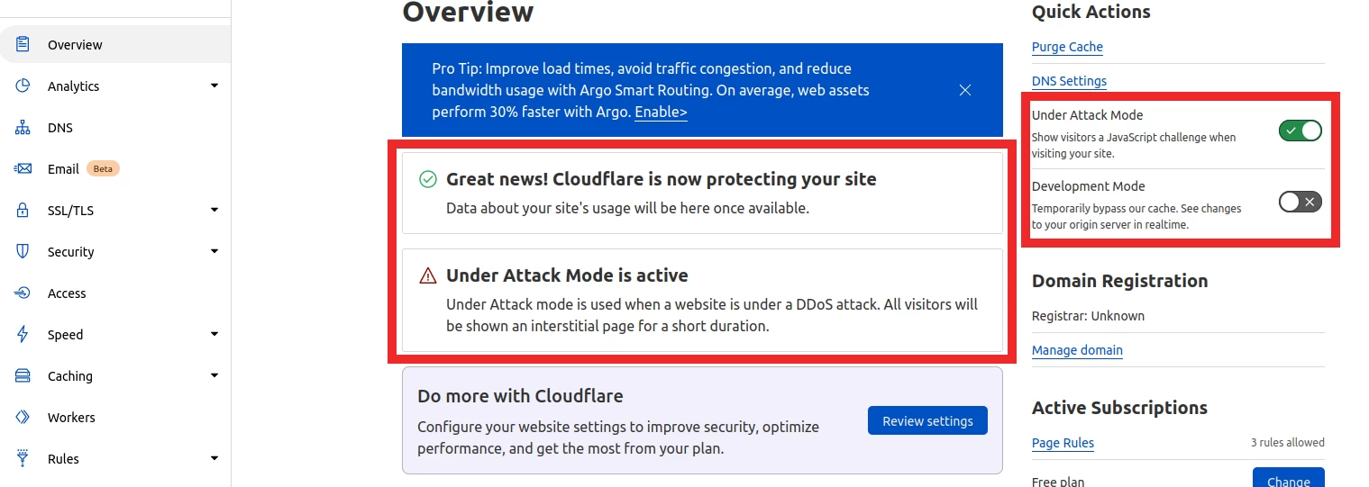 Powiadomienie o aktywnym trybie Pod Atakiem