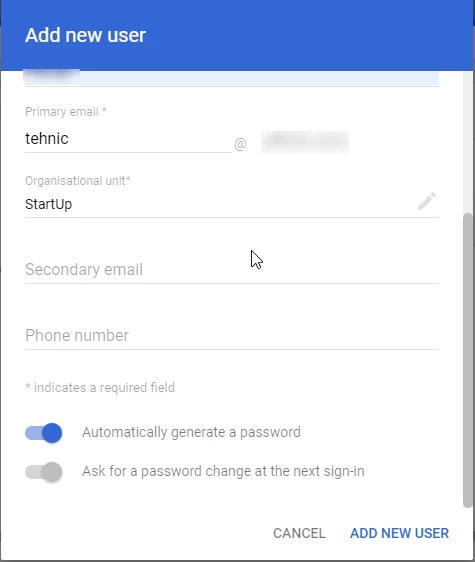 Resetare parolă G Suite